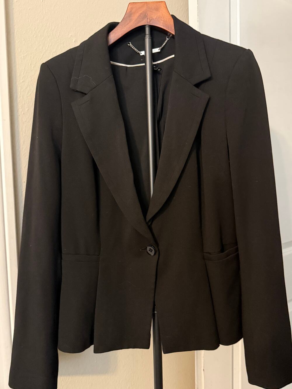 White House Black Market Black Peplum Blazer, Size 10